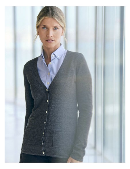 HEN-H723-Ladies Lightweight V-Neck Cardigan 2